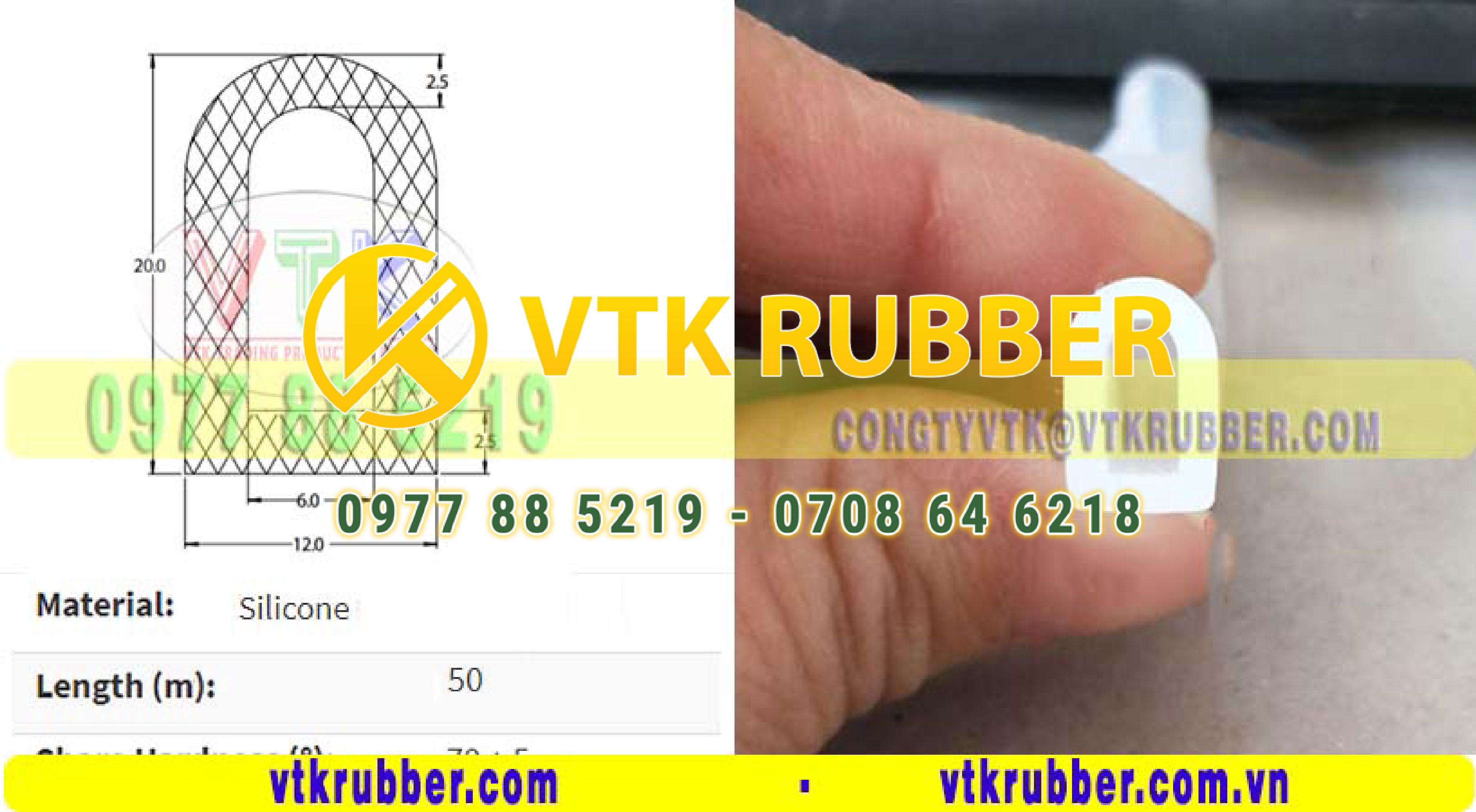 Ron silicone đùn chữ D 12x20mm