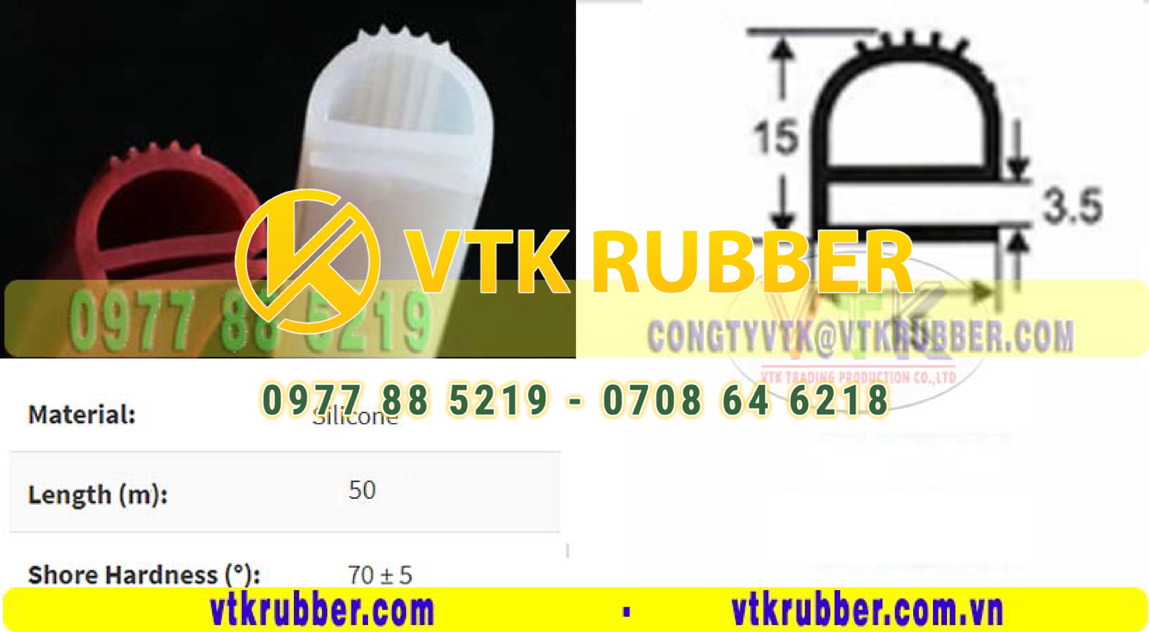 Ron silicone chữ e chịu nhiệt màu trắng