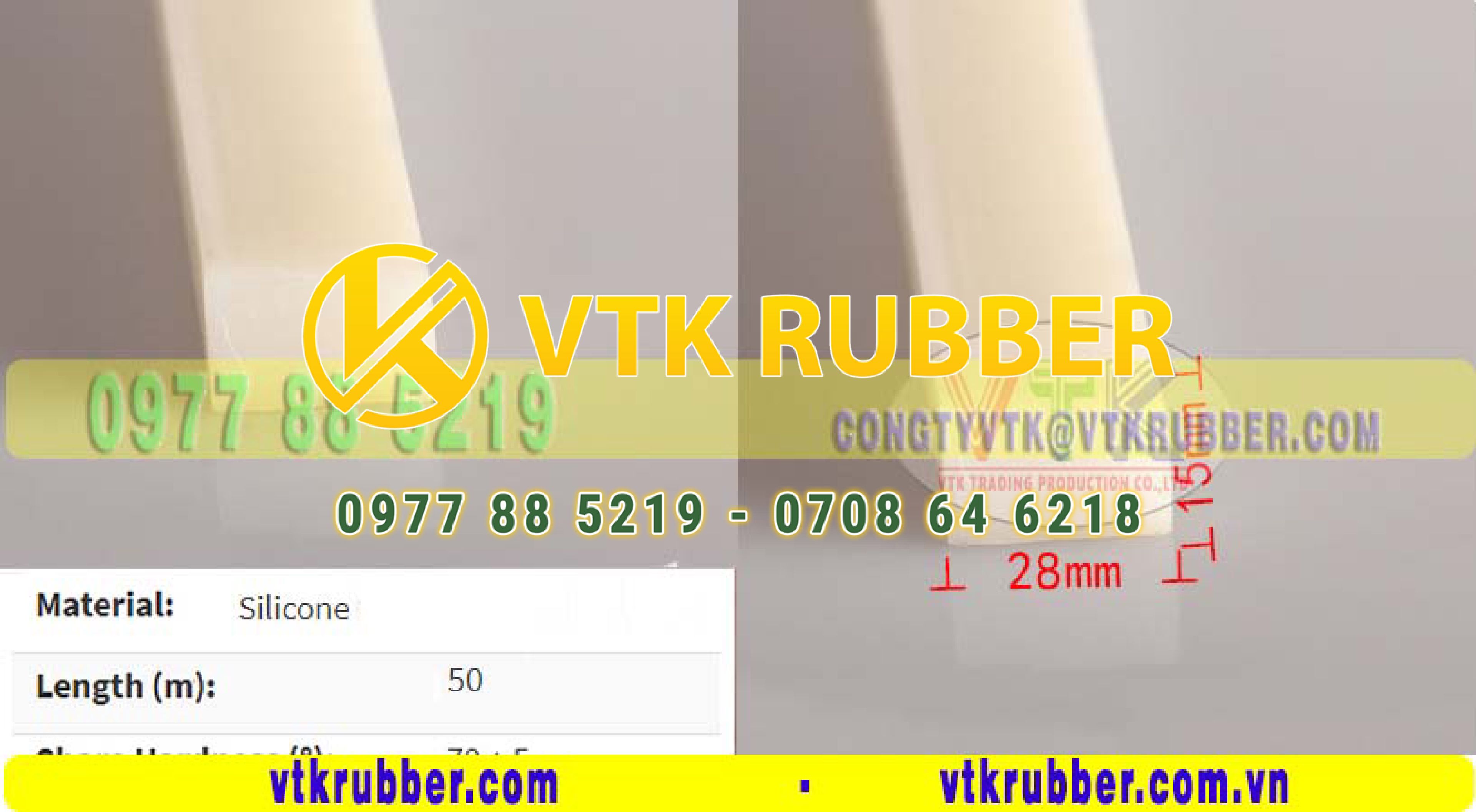 Ron silicone hình chữ nhật 15mm x 28mm