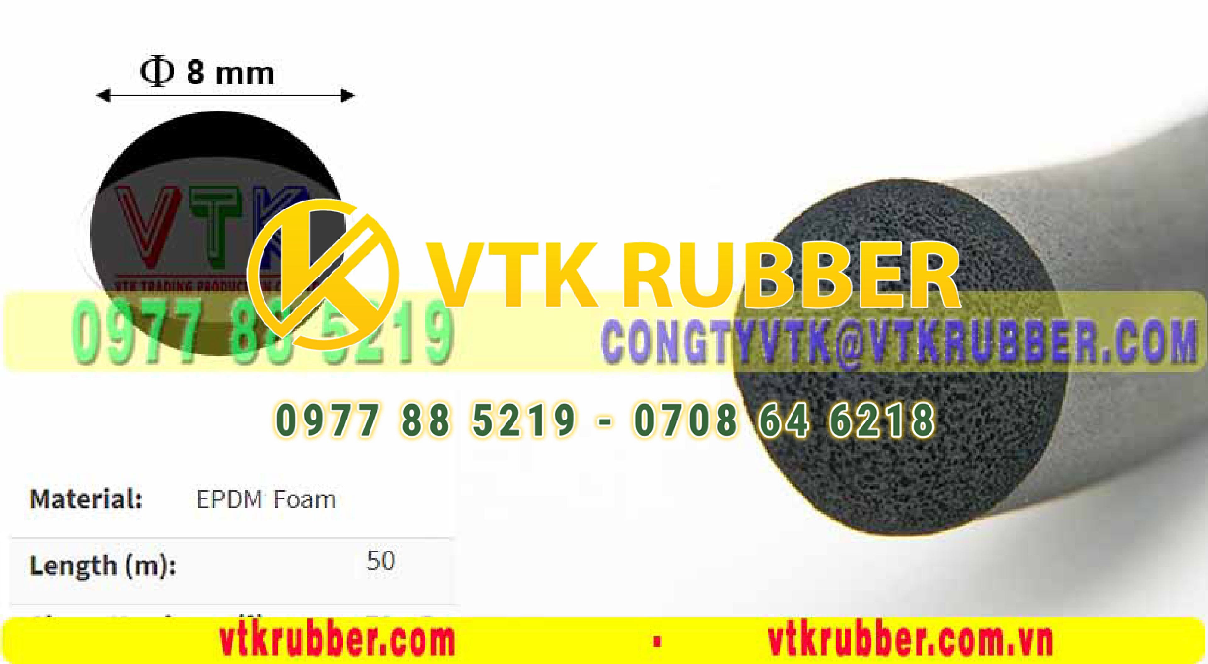 Báo giá ron cao su xốp EPDM phi 8mm