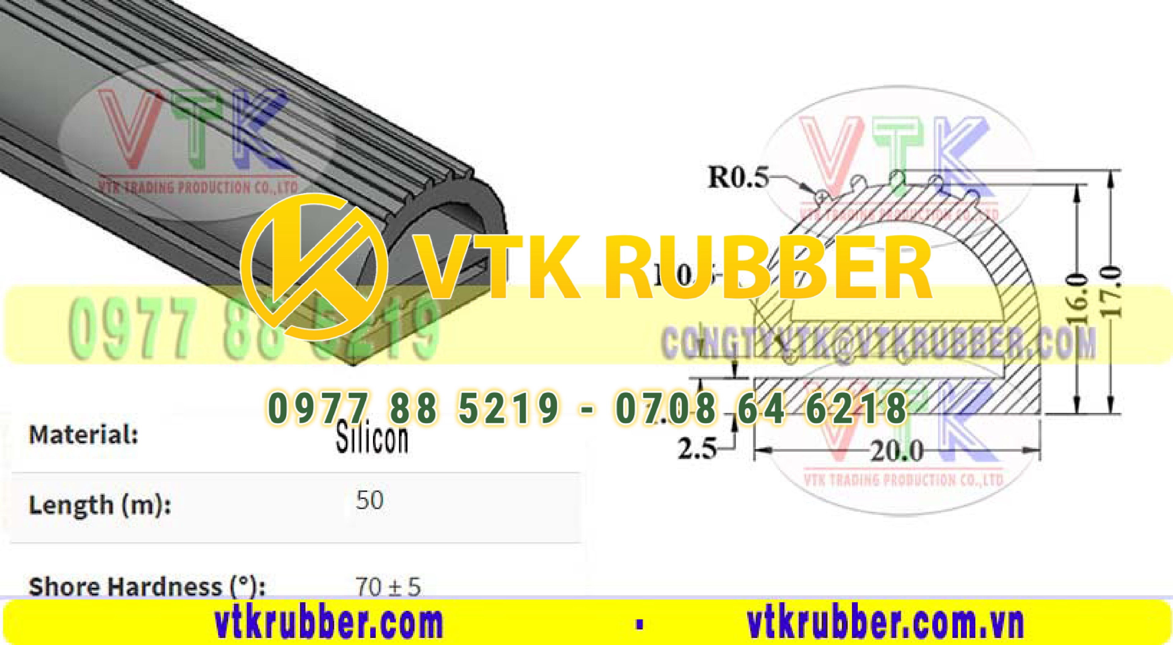 Gia công gioăng silicone đùn chữ E ở Hải Phòng