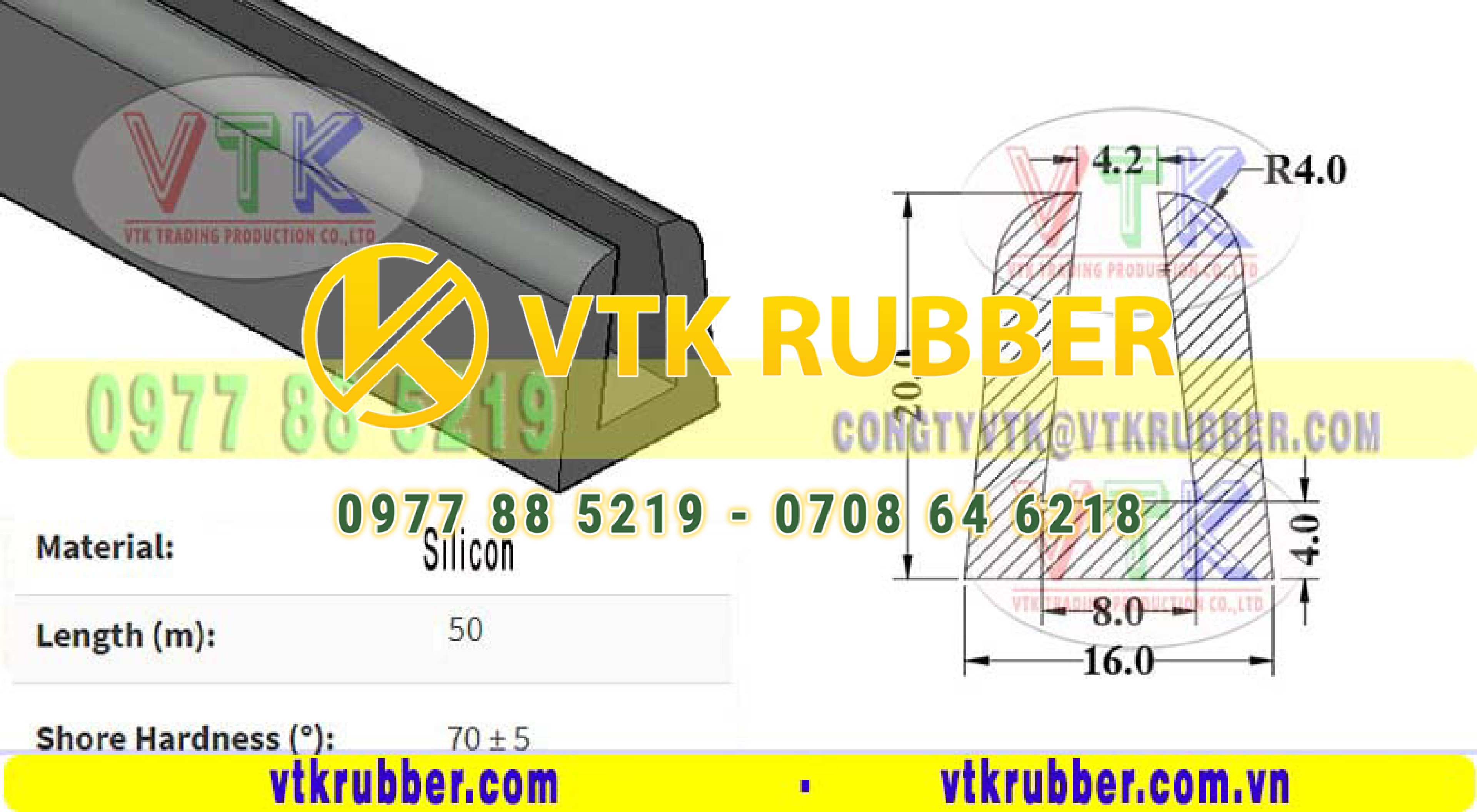 Giá gioăng silicon đỏ chữ U chèn cửa kính ở Hải Phòng