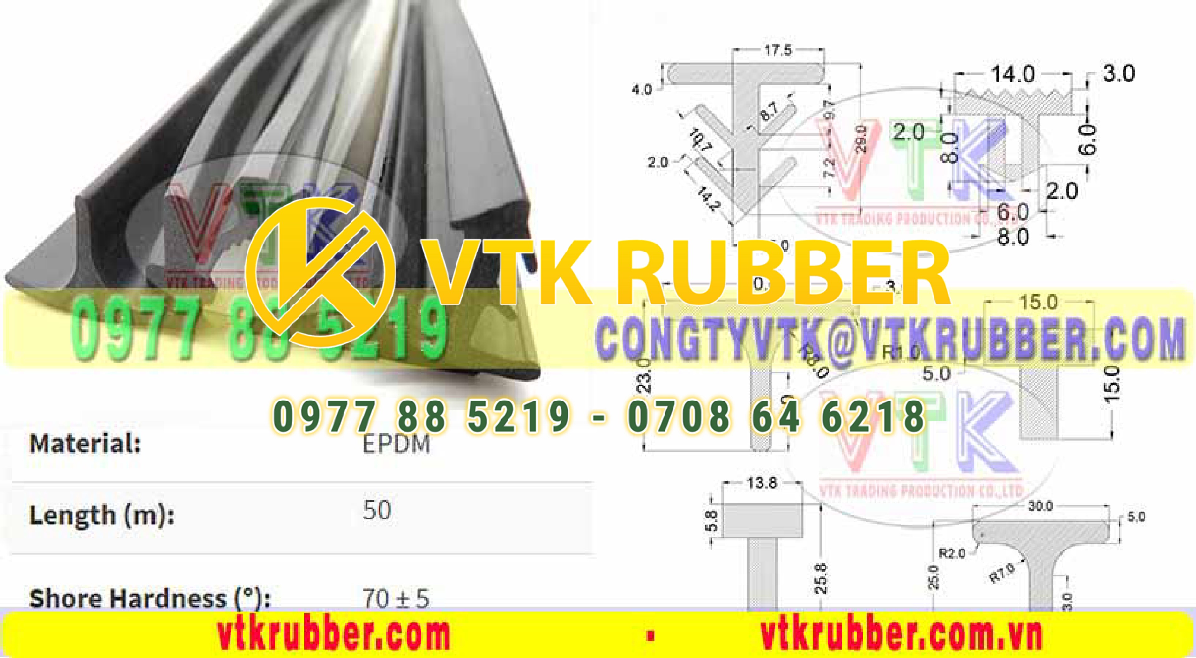 Gioăng cao su chữ T cửa nhôm kính, cửa gỗ chịu nhiệt