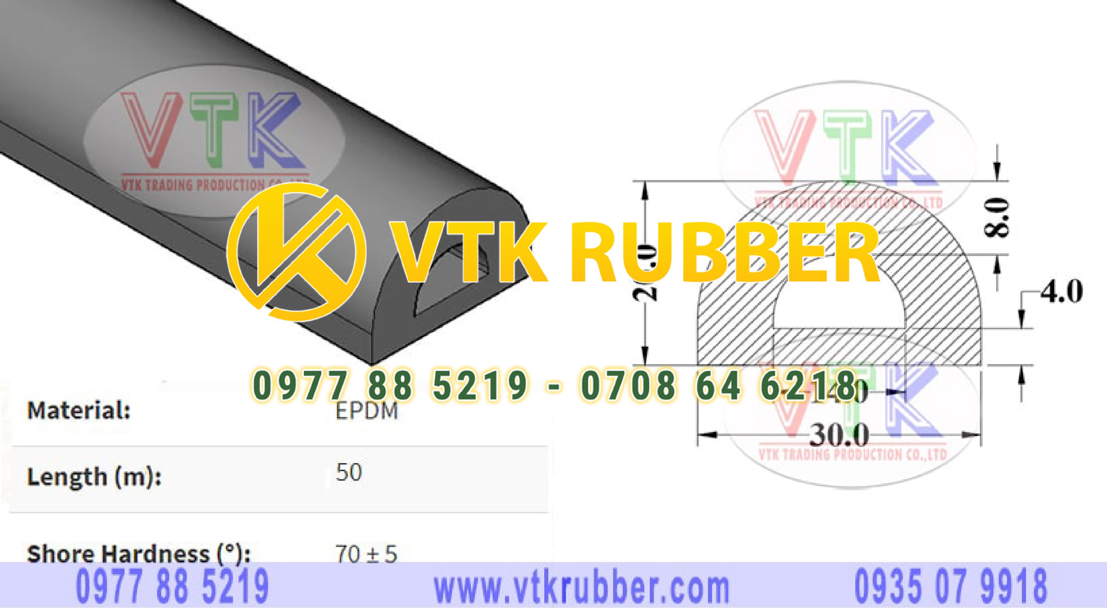 Gioăng cao su EPDM chịu lực chữ D ở Lâm Đồng