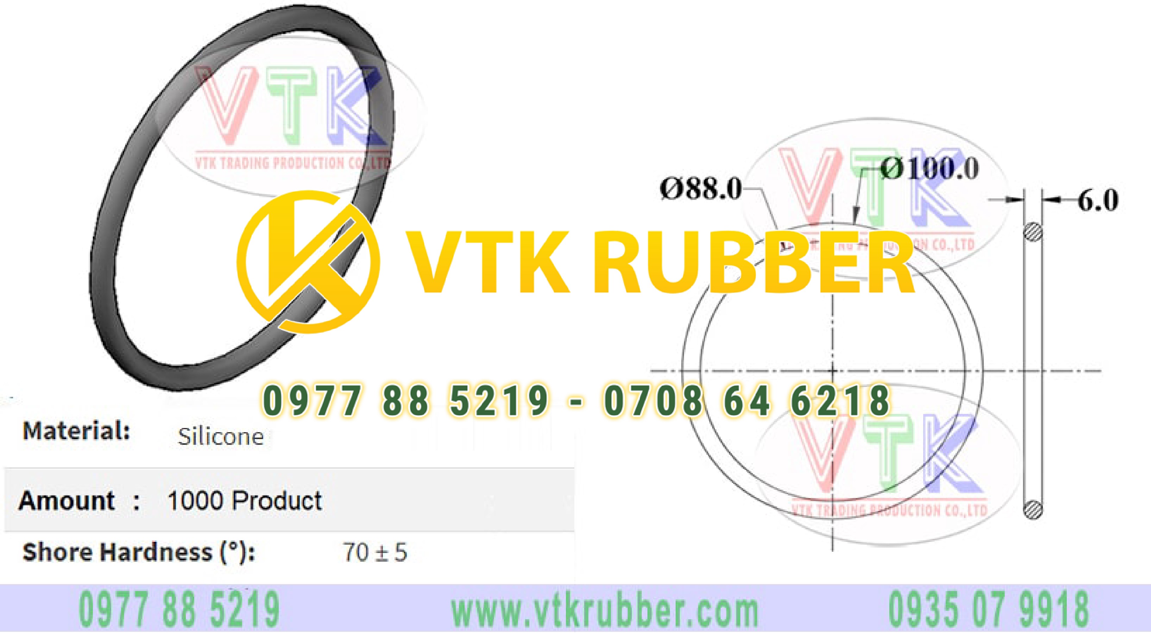 Oring silicon màu đỏ chịu nhiệt 100mm x 88mm