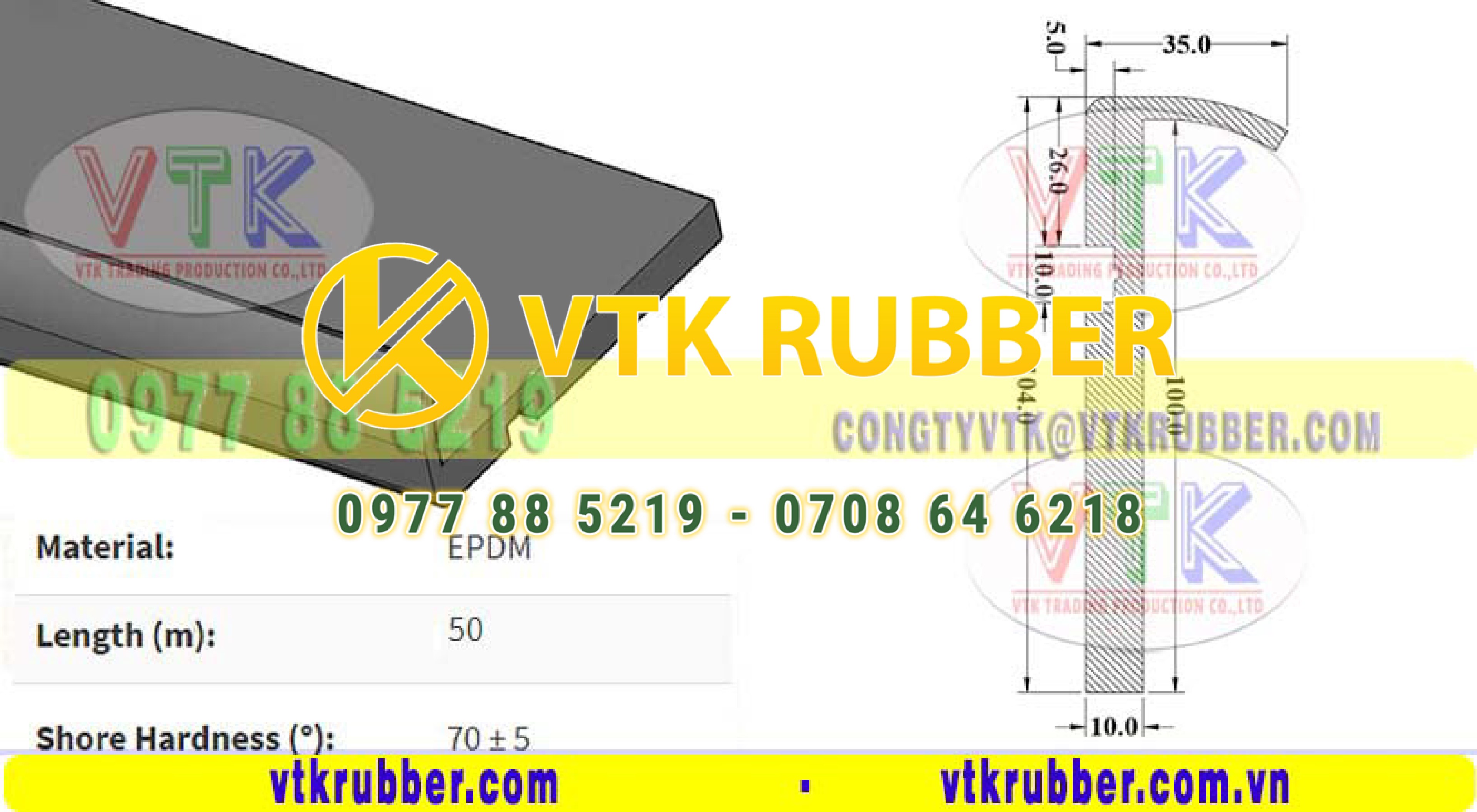 Gioăng cao su chữ L chịu dầu ở Trà Vinh