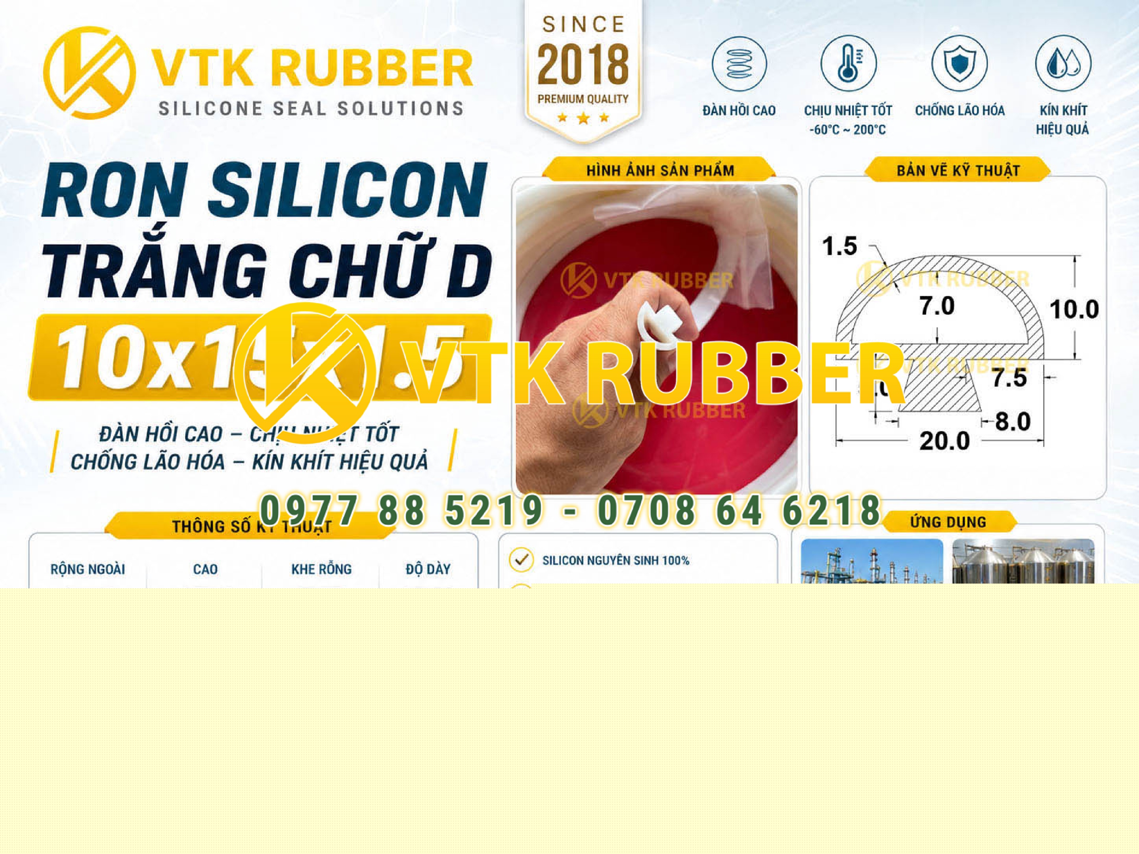 Ron silicon trắng chữ D 10x15x1.5 ở Lâm Đồng