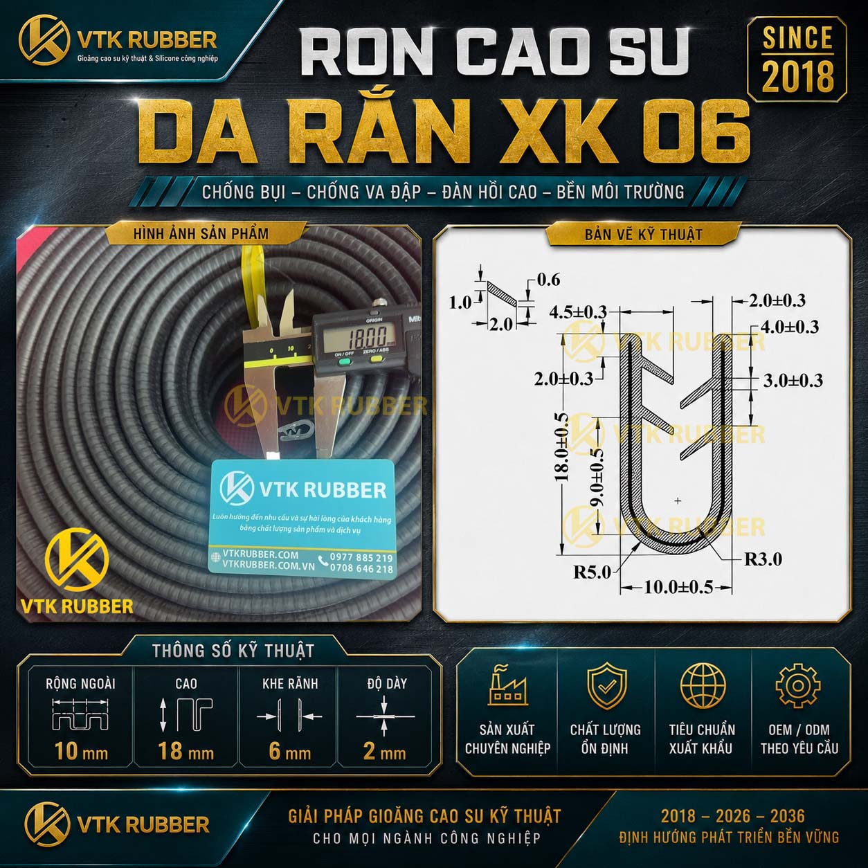 RON CAO SU DA RẮN XK 06, (10x18x2)MM
