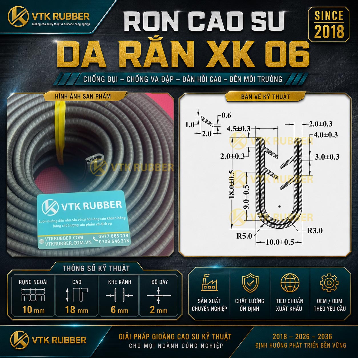 RON CAO SU DA RẮN XK 06, (10x18x2)MM