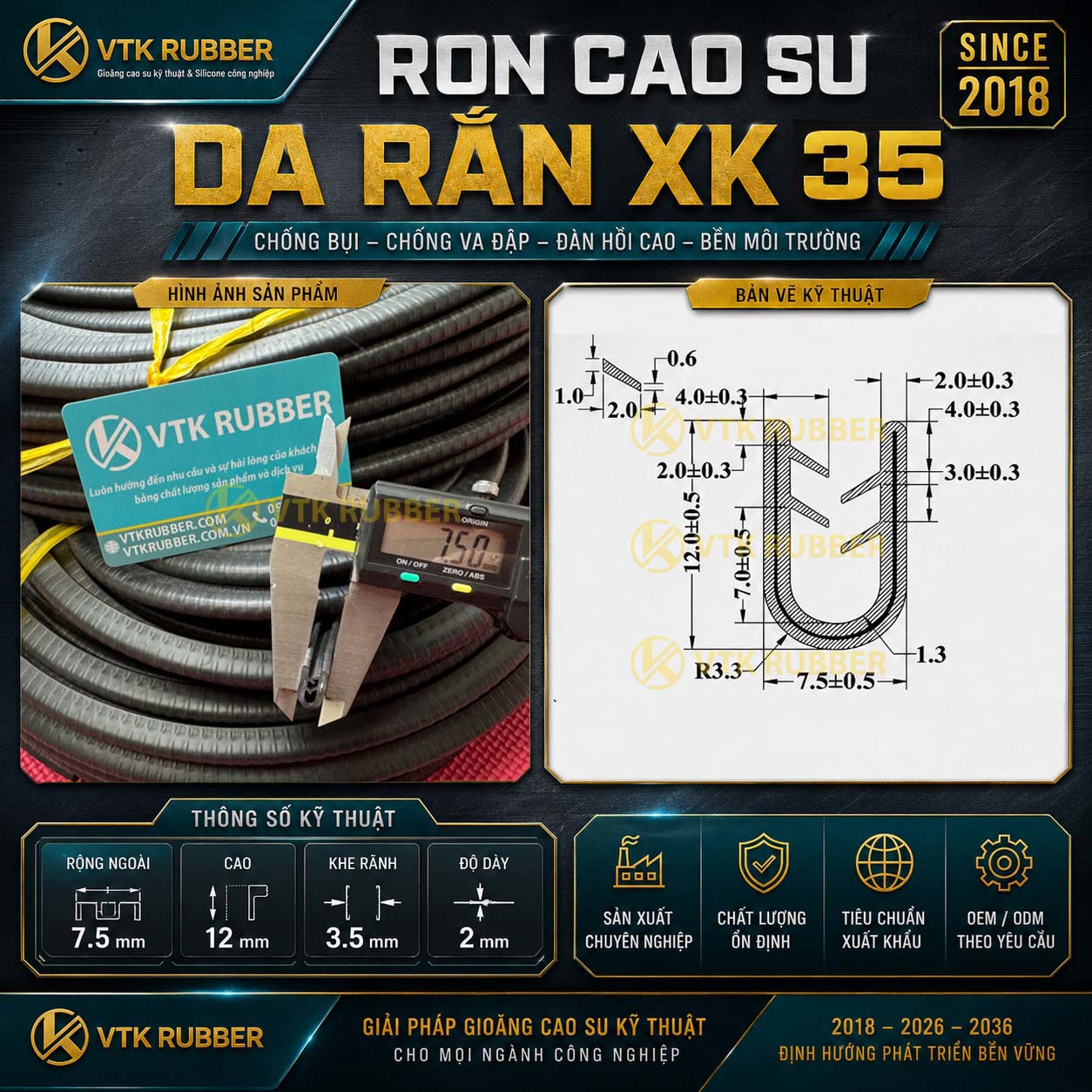 RON CAO SU DA RẮN XK 35, 7.5x12x2