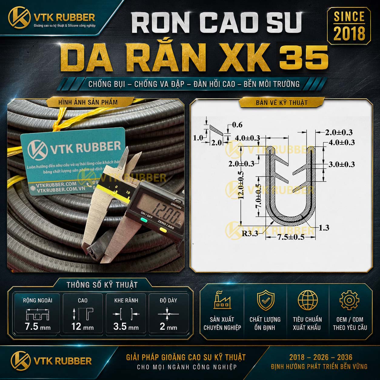 RON CAO SU DA RẮN XK 35, 7.5x12x2