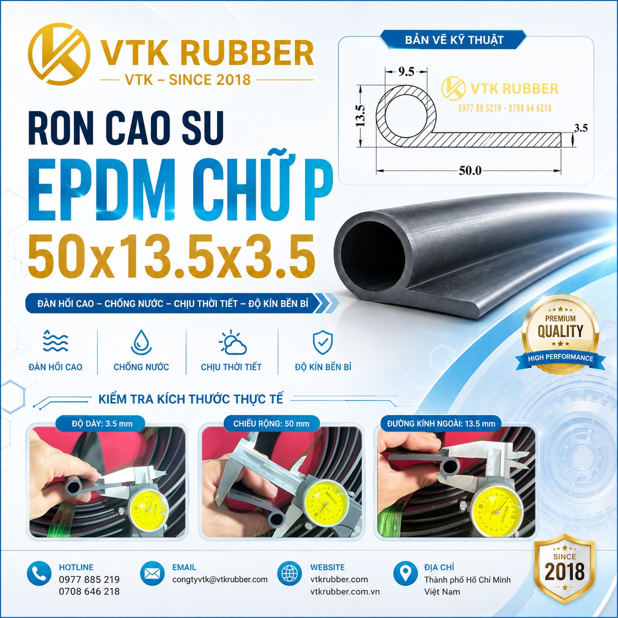 Ron EPDM chữ P 50x13.5x3.5 tại Thái Nguyên chuyên chống nước, chống bụi và giảm rung cho cửa công nghiệp, tủ điện và thiết bị kỹ thuật