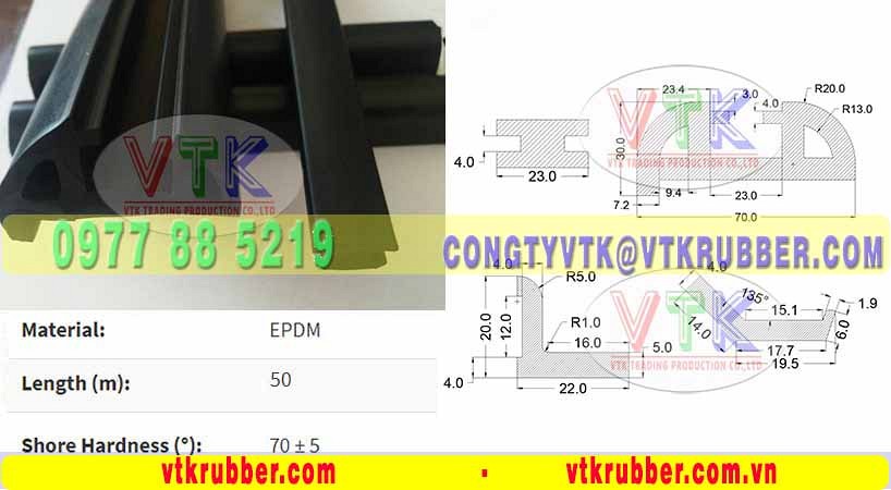 Gioăng cao su epdm, CR chữ B, chữ L, H, D