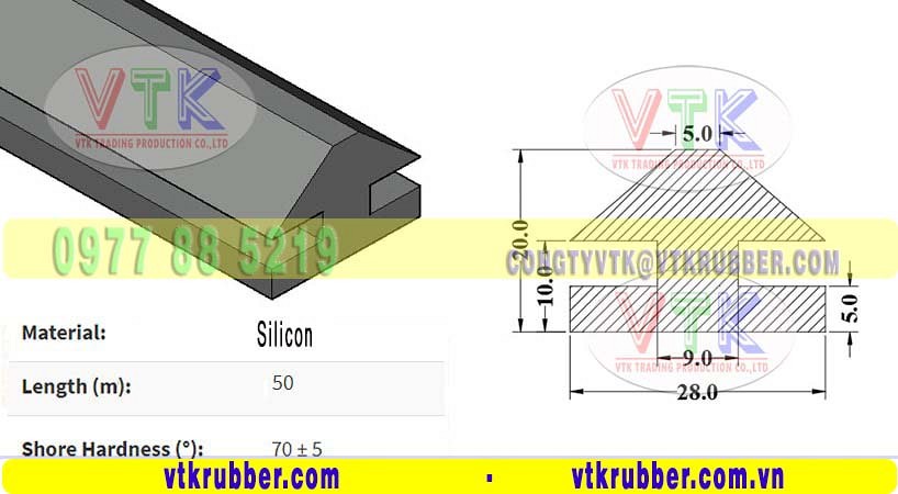 Gioăng silicon cửa kính chữ H Quảng Bình