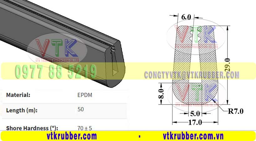 Gioăng xốp EPDM chữ U đàn hồi ở Kiên Giang