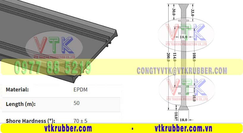 Gioăng cao su EPDM  chặn nước chân cửa gỗ, chèn khe bê tông ở Bạc Liêu